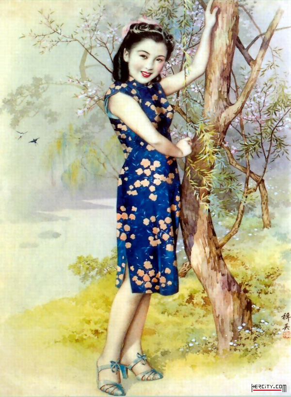 舊旗袍美女畫片[二]