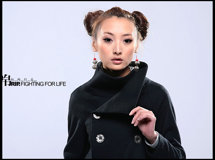 裂帛正品女款秋冬裝長袖羊毛呢外套大衣