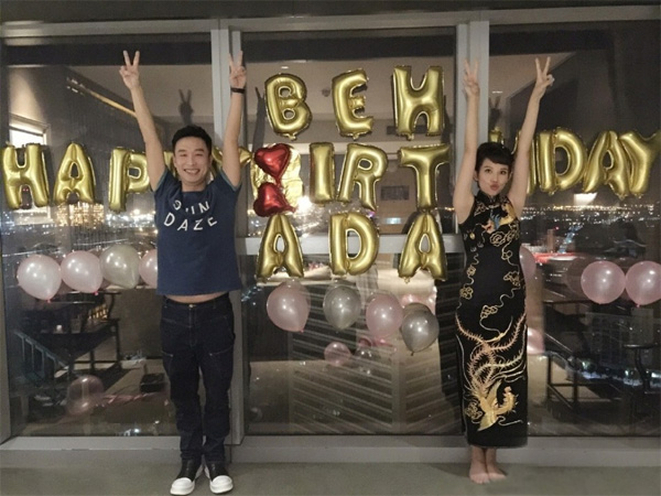 蔡少芬42歲生日穿旗袍 張晉驚喜辦派對甜蜜獻吻
